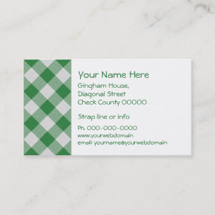 Green gingham business card