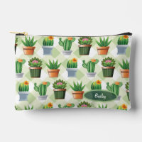 Green Gingham Cactus Pattern