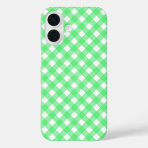 Green gingham iPhone 16 case