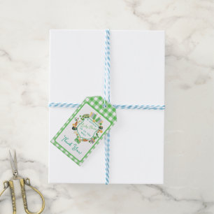 Green Gingham Charm Baby Shower Thank You Gift Tags