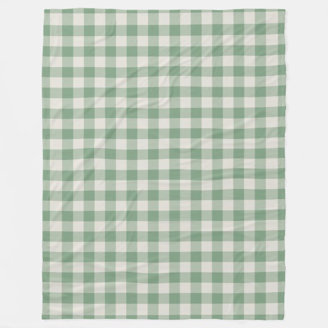 Green Gingham Check Pattern Fleece Blanket (Front)