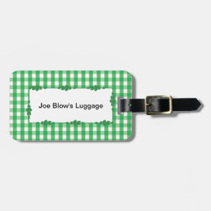 Green Gingham Check Pattern Luggage Tag