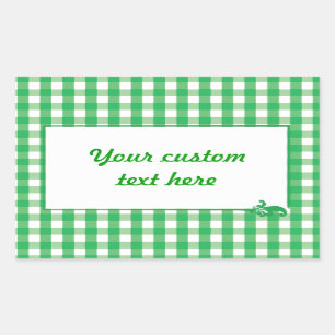 Green Gingham Check Pattern Rectangular Sticker
