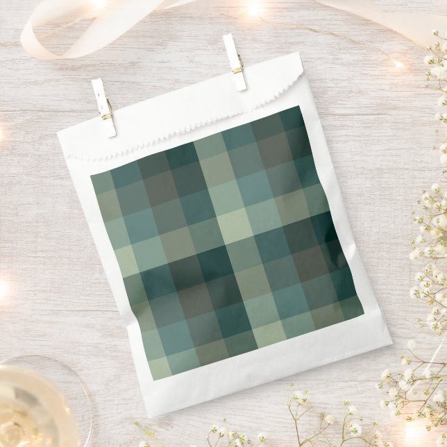 Green Gingham Check Plaid Design  Favour Bags (Clipped)