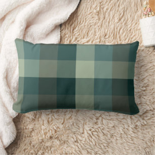 Green Gingham Check Plaid Design Lumbar Cushion