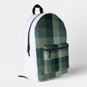 Green Gingham Check Plaid Design  Printed Backpack