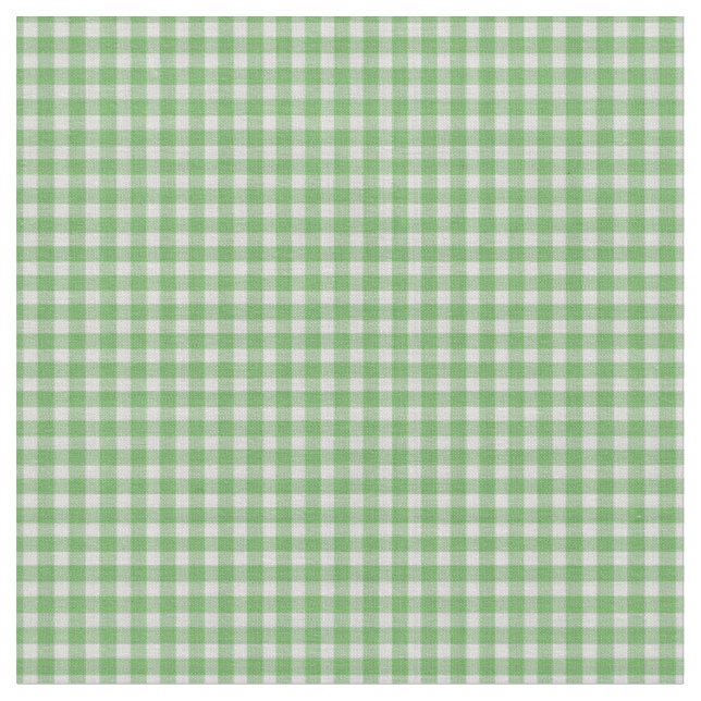 Green Gingham Checkered Plaid Fabric (Close Up)