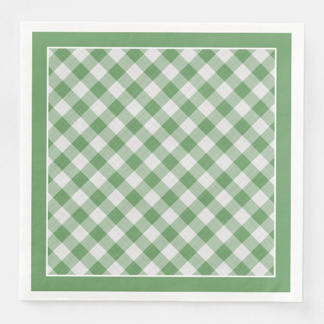 Green Gingham Checks Pattern For All Occasions Napkin (Front)