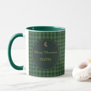 Green Gingham Christmas Mood Mug