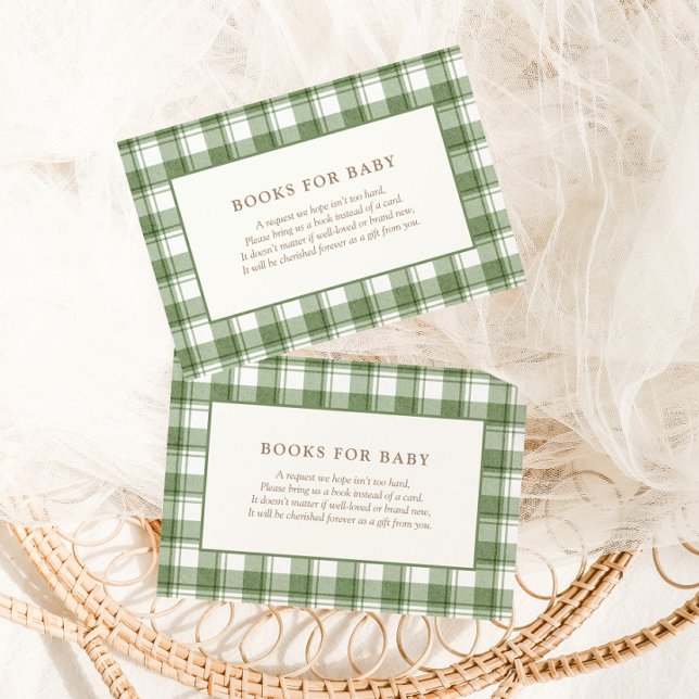Green Gingham Classic Neutral Baby Shower Enclosure Card (Creator Uploaded)