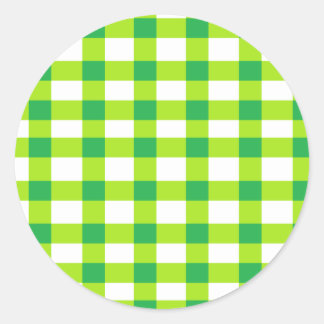 Green Gingham Classic Round Sticker