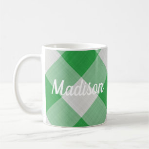Green Gingham Coffee Mug