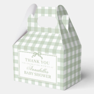 Green Gingham Coquette Bow Baby Shower Gable Favou Favour Box