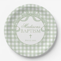 Green Gingham Coquette Bow Baptism