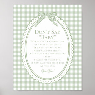 Green Gingham Coquette Bow Dont Say Baby Game Poster