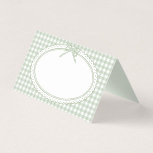 Green Gingham Coquette Bow Place Card Table Decor