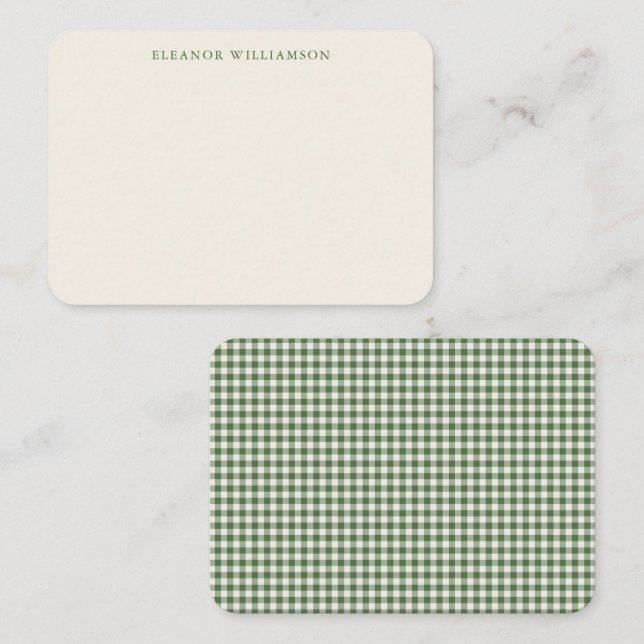 Green Gingham Custom Christmas Gift Enclosure Card (Front/Back)