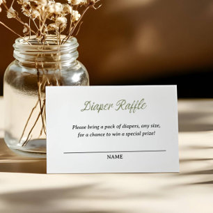 Green Gingham Diaper Raffle Neutral Gender rustic Enclosure Card