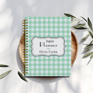 Green Gingham Digital Planner with Custom Name