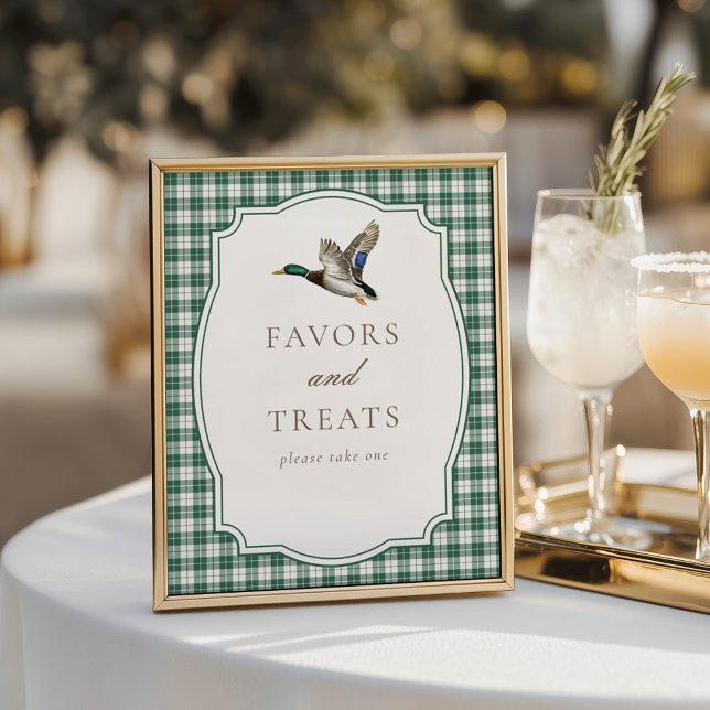 Green Gingham Duck Gender Neutral Favors & Treats Poster (Creator Uploaded)
