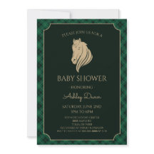 Green Gingham Equestrian Baby Shower