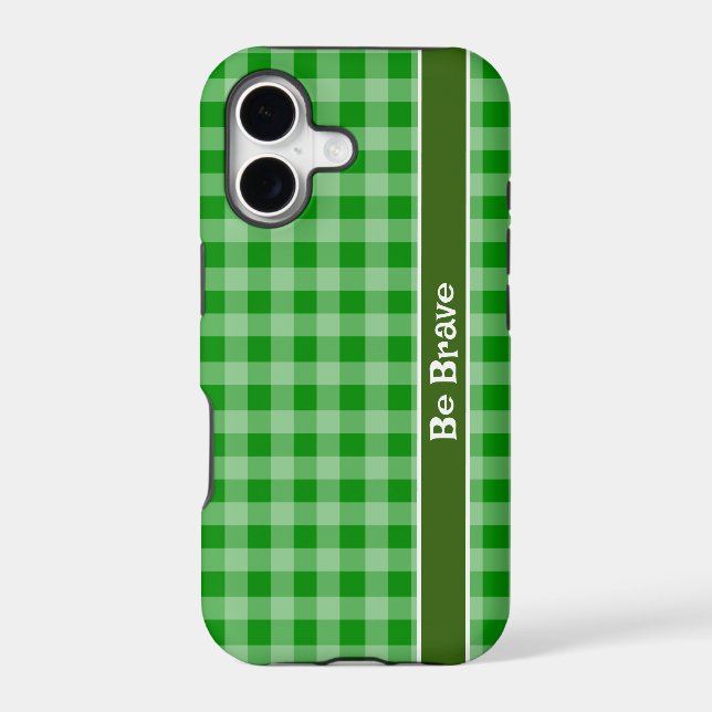 Green gingham fabric iPhone Case (Back)