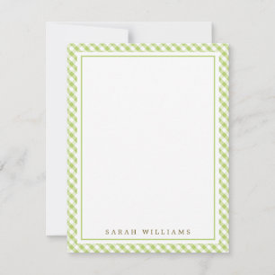 Green Gingham Flat Thank You Notes Invitation