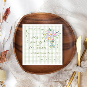 Green Gingham Fresh Off the Market Bridal Shower Napkin