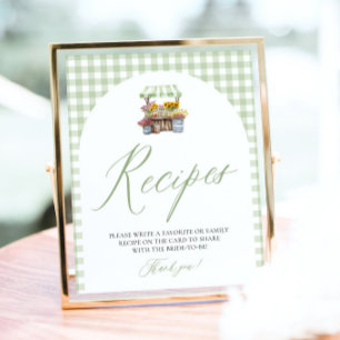 Green Gingham Fresh Off The Market Recipes Shower Poster