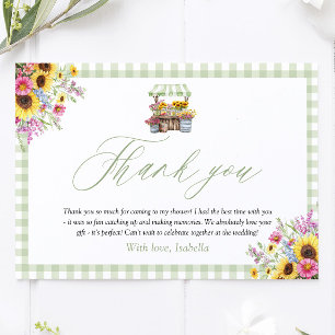 Green Gingham Fresh Off The Market Thank you Card