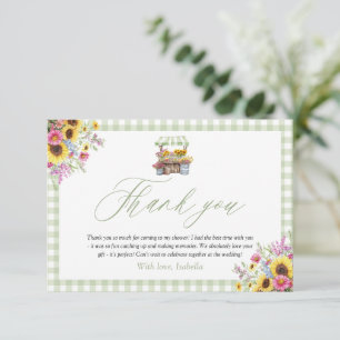 Green Gingham Fresh Off The Market Thank you Card