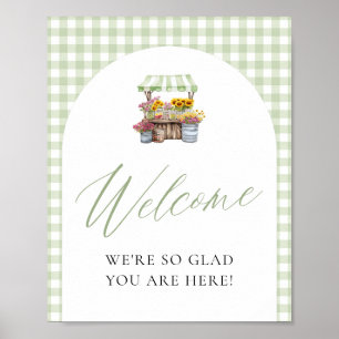 Green Gingham Fresh Off The Market Welcome Sign