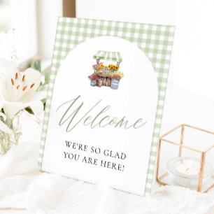 Green Gingham Fresh Off The Market Welcome Sign