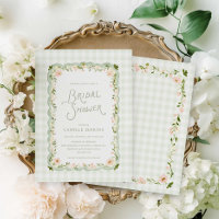Green Gingham Garden Floral Bridal Shower
