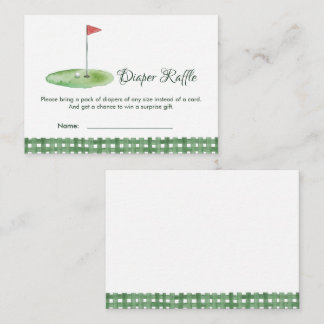 Green Gingham Golf Baby Shower Diaper Raffle Enclosure Card