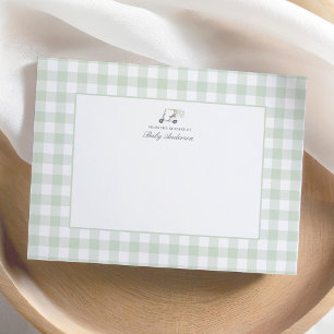Green Gingham Golf Baby Shower Thank You Card