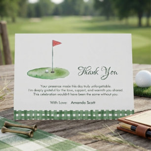 Green Gingham Golf Baby Shower Thank You Enclosure Card