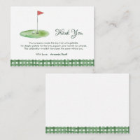 Green Gingham Golf Baby Shower Thank You