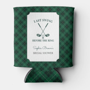 Green Gingham Golf Bridal Shower Can Cooler