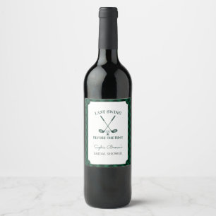 Green Gingham Golf Bridal Shower Wine Label