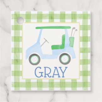 Green Gingham Golf Cart Tag