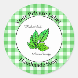 Green Gingham Handmade Soap Label