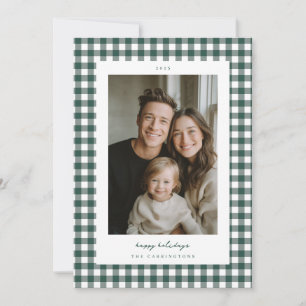 Green Gingham Holiday Photo Card