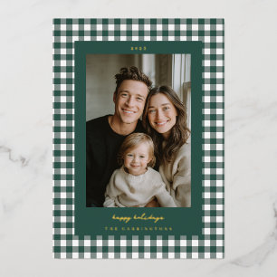 Green Gingham Holiday Photo Card