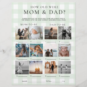 Green Gingham How Old Were Mum and Dad Photo Game Flyer