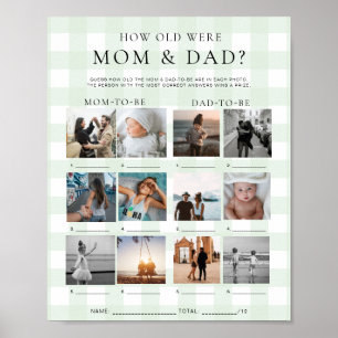Green Gingham How Old Were Mum and Dad Photo Game Poster