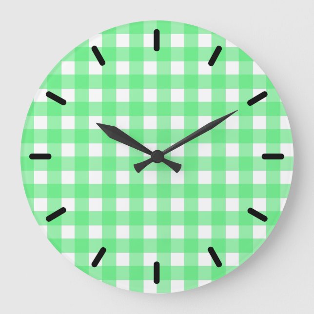Green gingham large clock (Front)