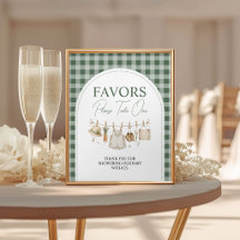 Green Gingham Locally Grown Favour Table Sign