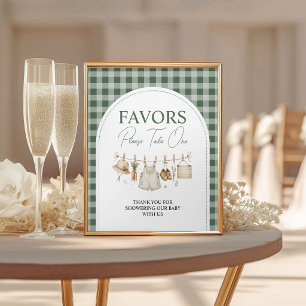 Green Gingham Locally Grown Favour Table Sign
