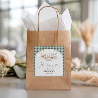 Green Gingham Locally Grown Favour Thank Tag